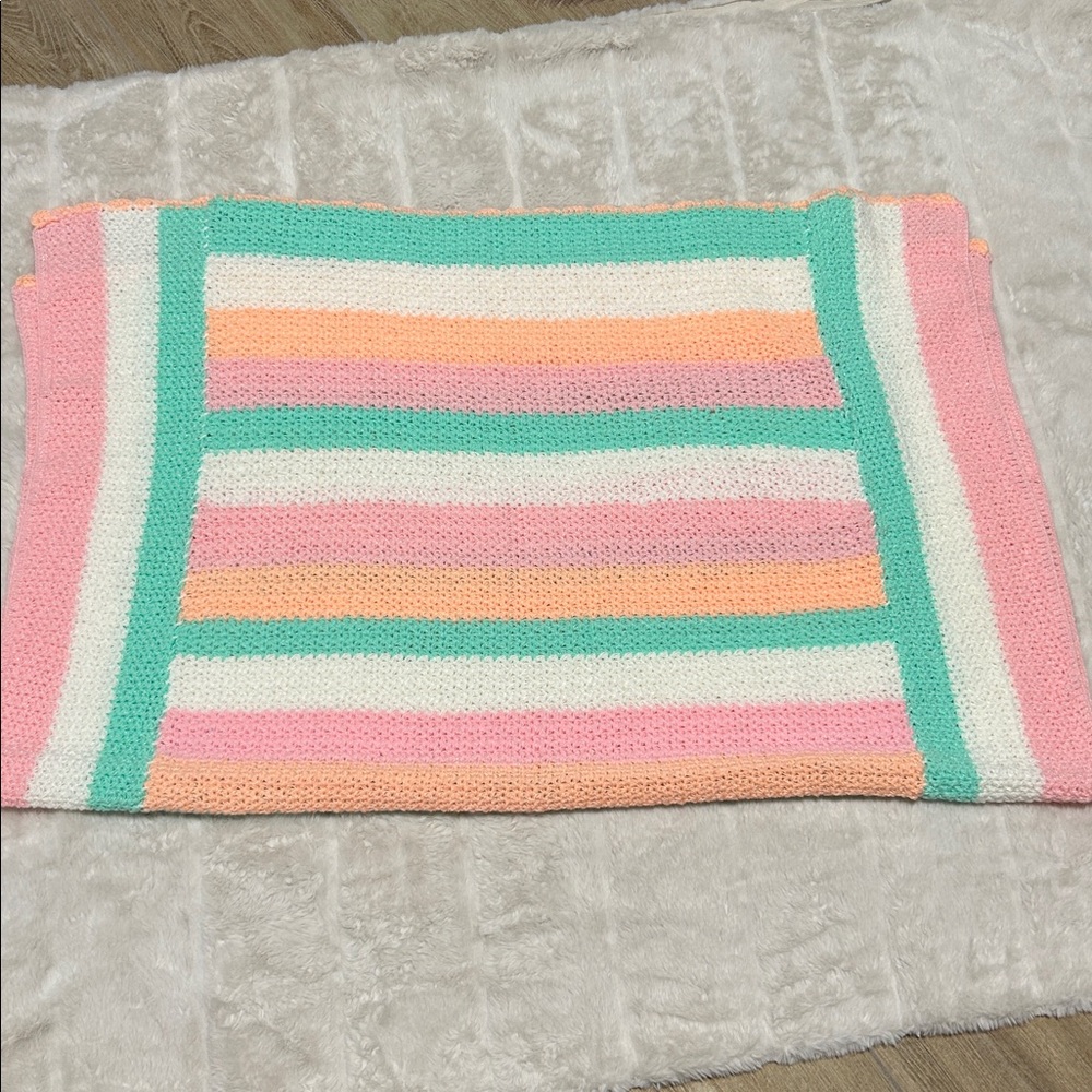 Colorful Striped Knit Blanket